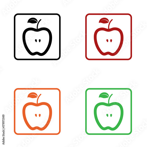half editable flat apple icon in black orange red and green colors isolated for web and applications
