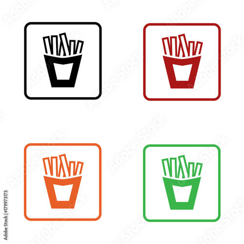 potato chip bag icon in editable flat in black orange red and green colors isolated for web and applications
