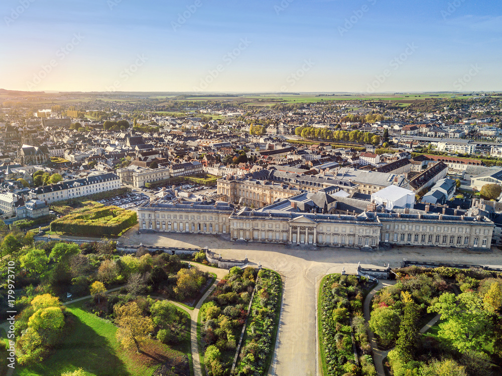 Aerial view of Palace of Compiegne, Hauts-de-France, France