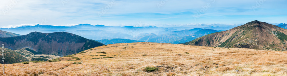Panorama with blue mountains landscape