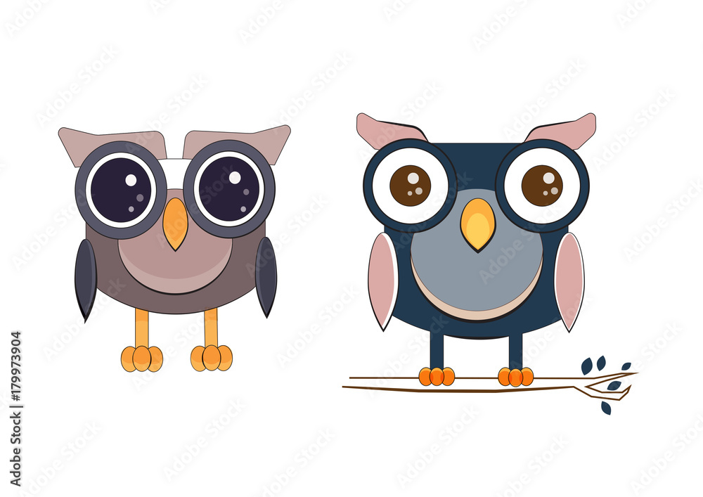 Cute owls vector illustration