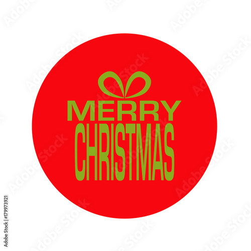 Logotipo MERRY CHRISTMAS en regalo verde en circulo rojo