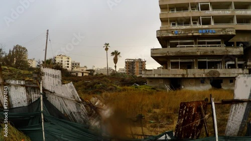abandoned hotel under rain in ghost town of Varosha in North Cyprus
