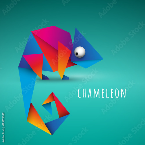 kolorowy kameleon origami wektor