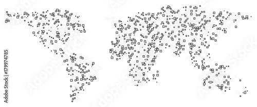 Wallpaper Mural World map technology-style. Abstract  World Map with square shapes for infographic.Travel Vector Illustration on white background. Torontodigital.ca
