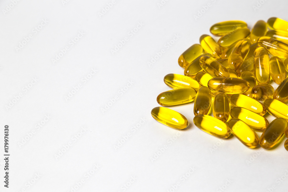 Omega 3 - 6 - 9 in capsules isolated on the white background