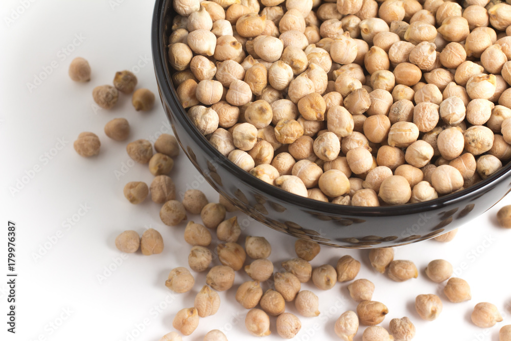 Chickpeas in a black bowl Chickpeas in a black bowl