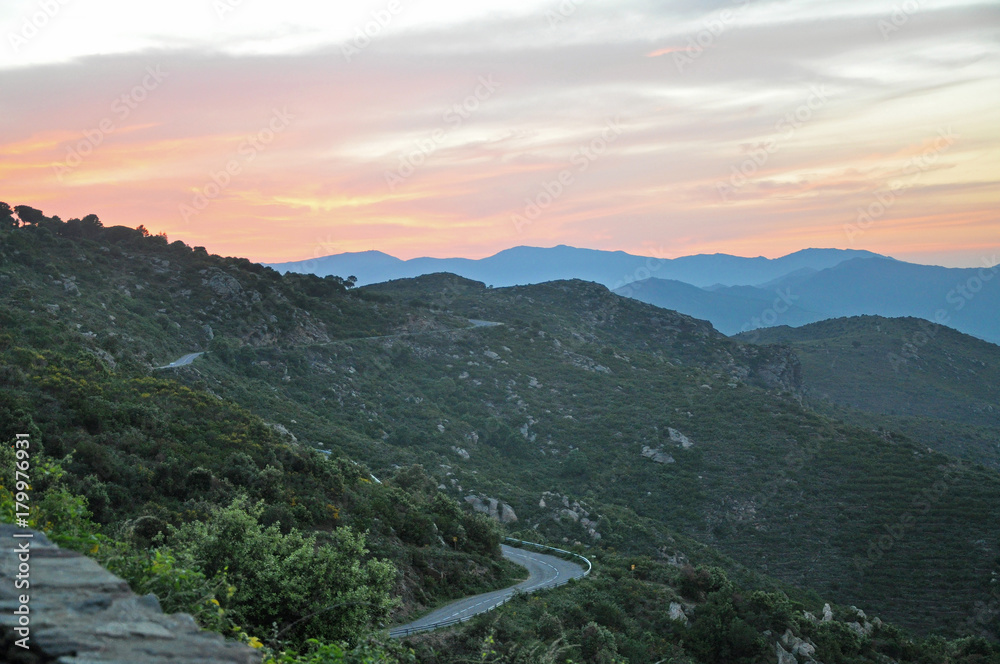 Fototapeta premium Mountain road and evening landscapes of Spain