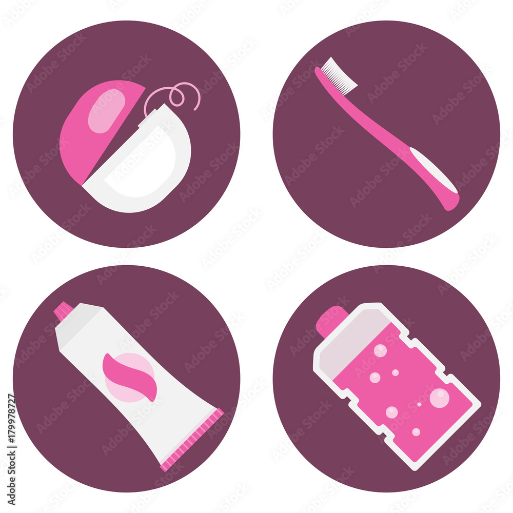 A set of vector icons in dental flat style. Icons for the web si A set of vector icons in dental flat style. Icons for the web si