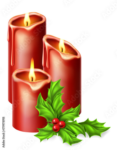 Christmas Candles and Holly