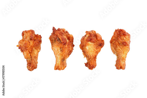 deep fried chicken thighs isolated on white