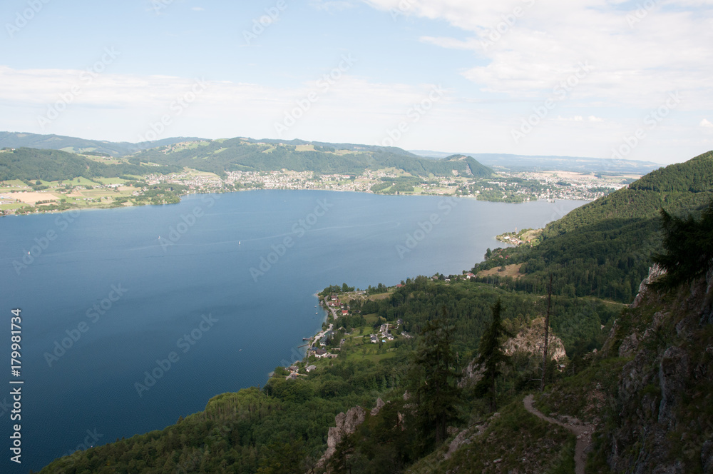View to lake Traunsee from mount Traunstein