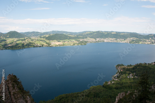view to lake Traunsee from mount Traunstein
