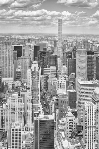 Black and white picture of New York City skyline, USA. © MaciejBledowski