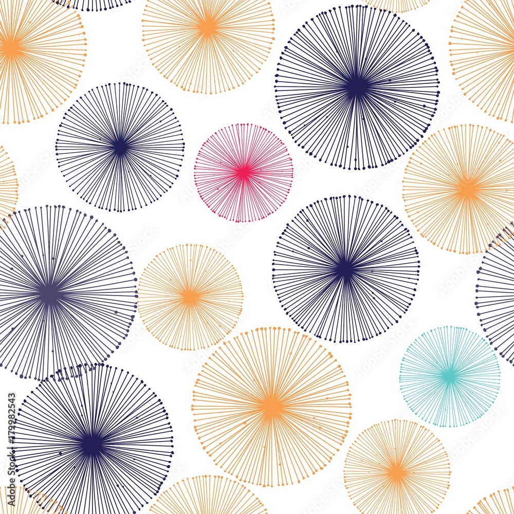 Seamless pattern of dandelion on a white background. Vector repeating texture.