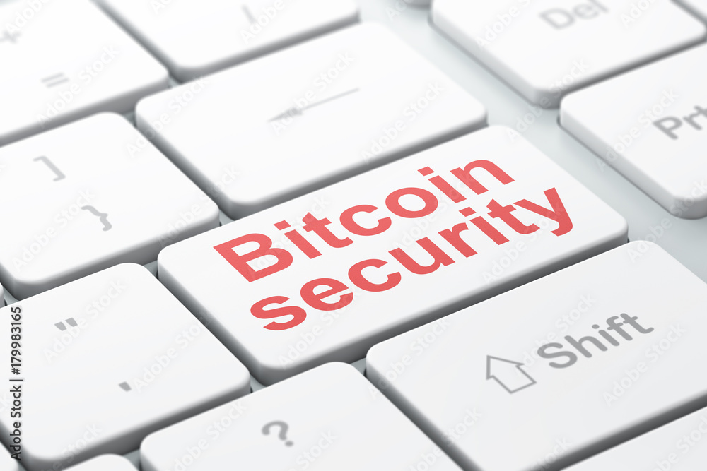 Cryptocurrency concept: computer keyboard with word Bitcoin Security, selected focus on enter button background, 3D rendering Cryptocurrency concept: computer keyboard with word Bitcoin Security, selected focus on enter button background, 3D rendering