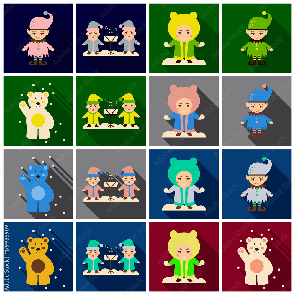 Obraz premium Set of Flat Icons with shadow Christmas
