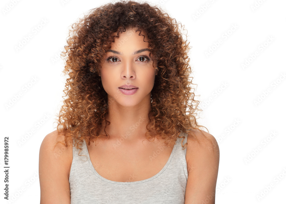 young woman with wavy hair and with day make-up young woman with wavy hair and with day make-up