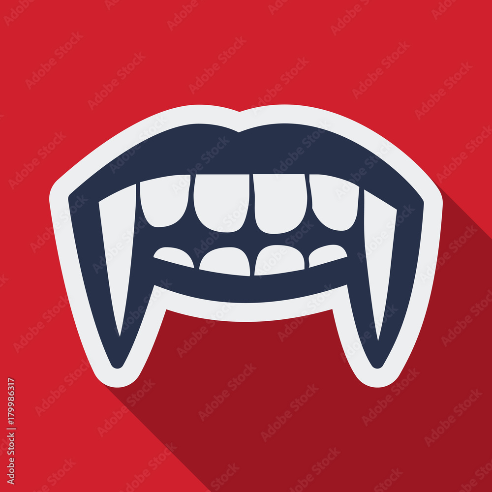Flat icon with shadow vampire teeth Flat icon with shadow vampire teeth