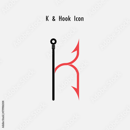 Creative K- Letter icon abstract and hook icon design vector template.Fishing hook icon.Alphabet icon