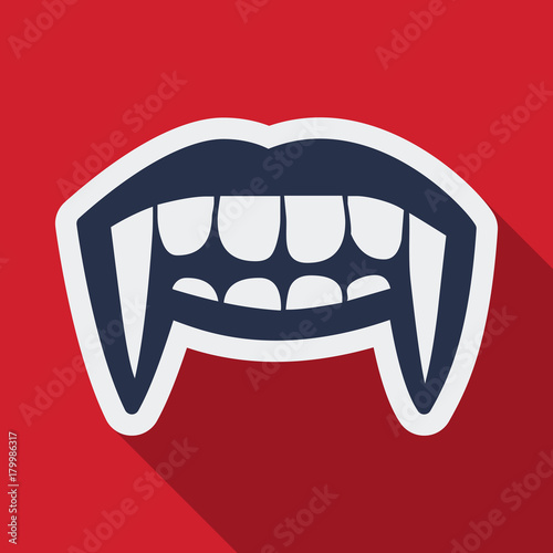 Flat icon with shadow vampire teeth
