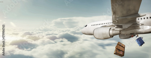 Airplane dropping baggages during flight