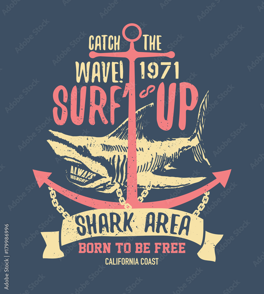 Photography Poster Dangerous shark illustration with typo | Wall