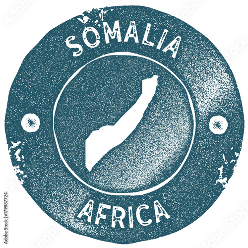 Somalia map vintage stamp. Retro style handmade label. Somalia badge or element for travel souvenirs. Rubber stamp with country map silhouette. Vector illustration.