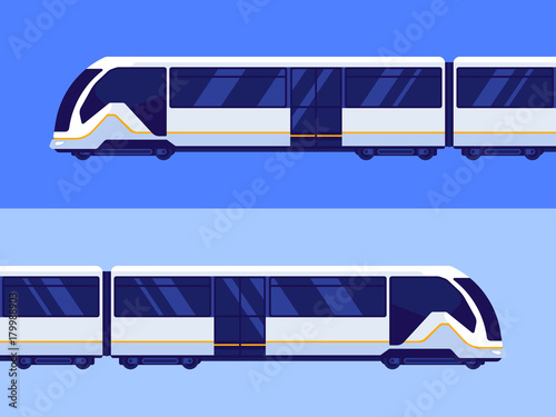 Passenger express train. Subway train. Vector illustration