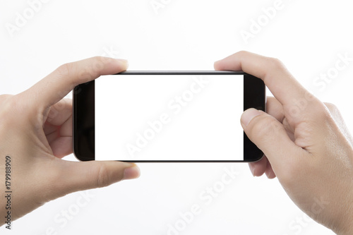 Wallpaper Mural Businessman hand holding smart phone with path Torontodigital.ca