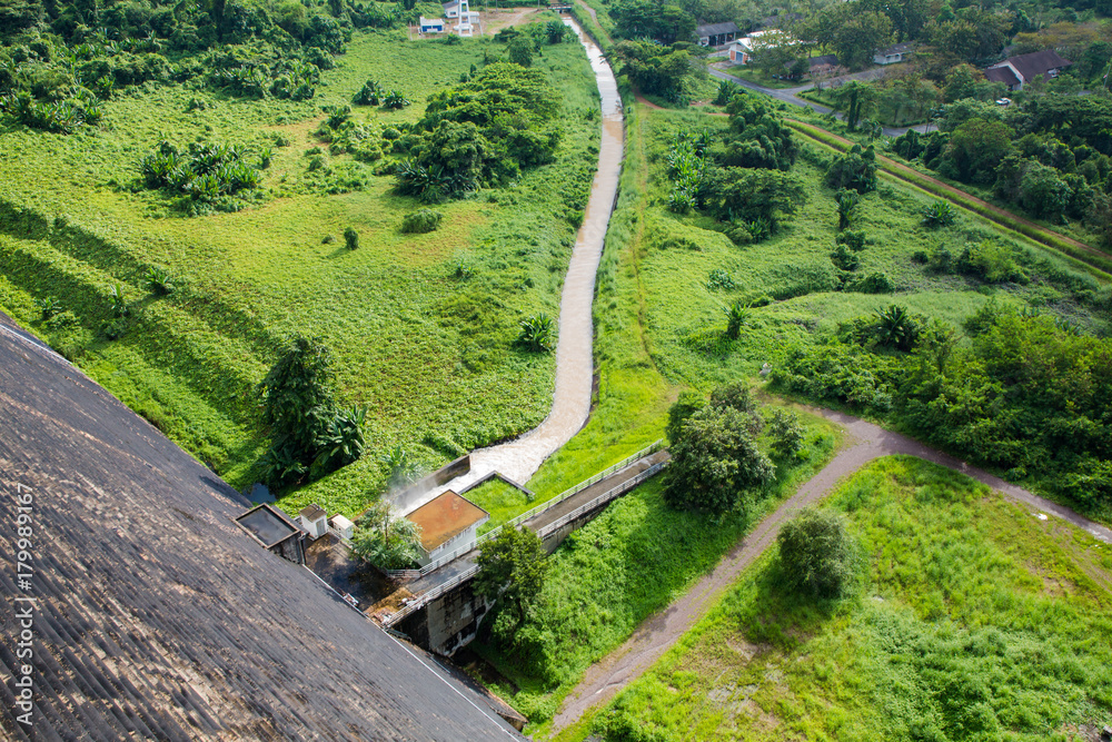 Khun Dan Prakan Chon Dam in Nakhon Nayok Thailand.