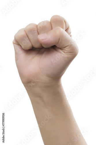Hand signs. Punch fist isolated on white background