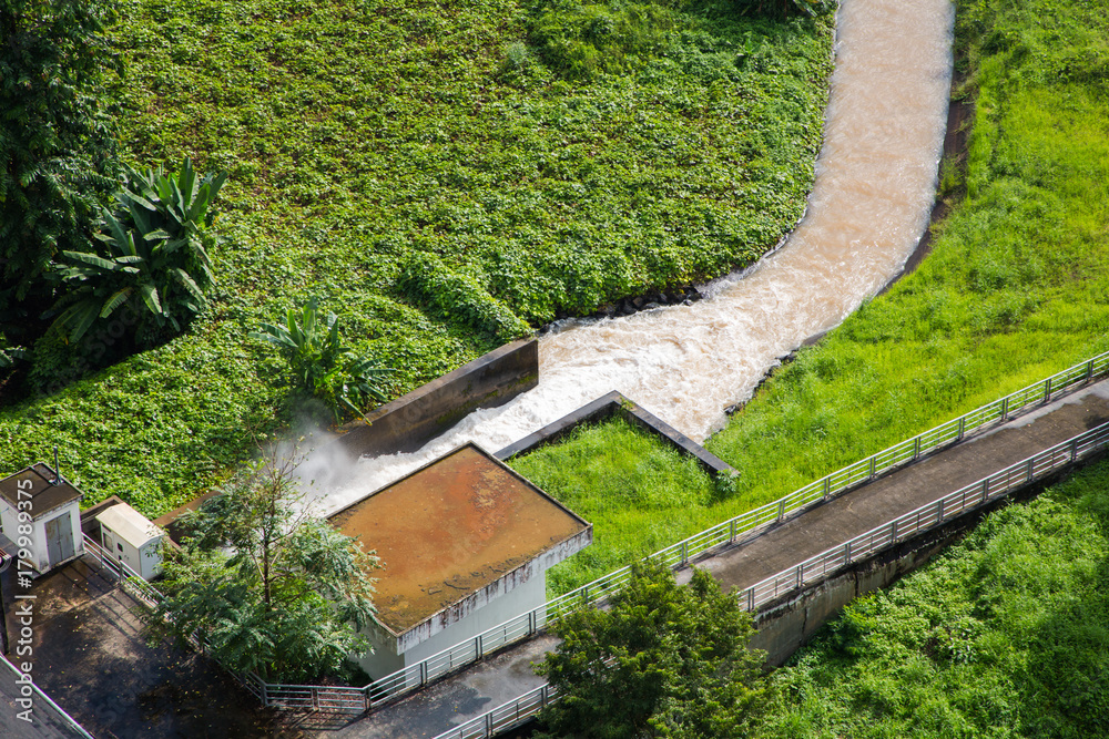 Khun Dan Prakan Chon Dam in Nakhon Nayok Thailand.