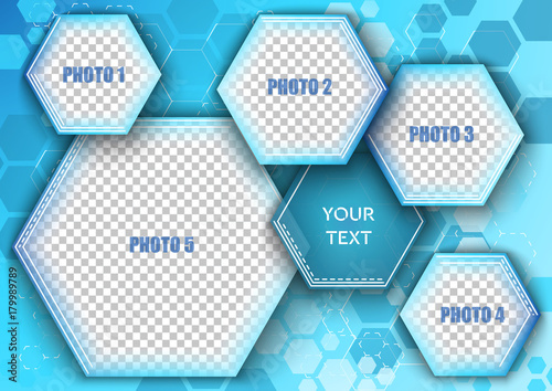 Template for photo collage in modern style. Frames for clipping masks is in the vector file