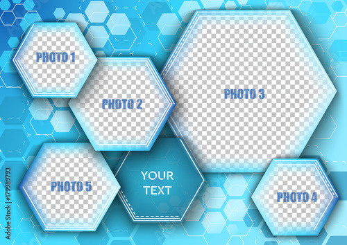 Template for photo collage in modern style. Frames for clipping masks is in the vector file