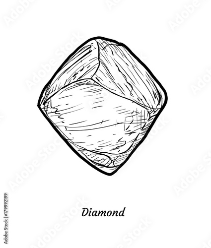 Diamond illustration, drawing, engraving, ink, line art, vector