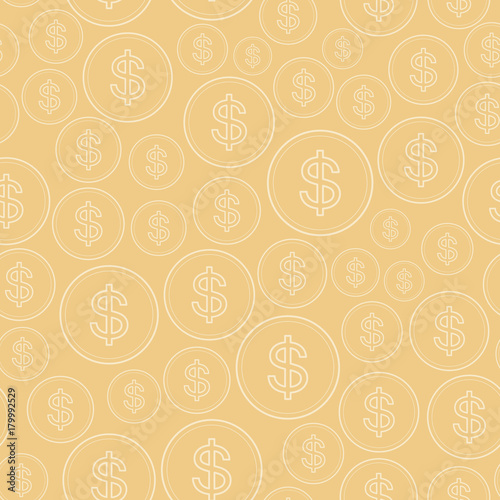 light beige background with dollars - vector seamless pattern