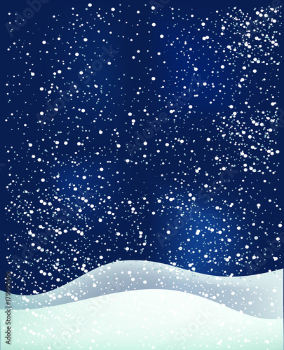 Snowflakes Falling , Night, Winter, Vector