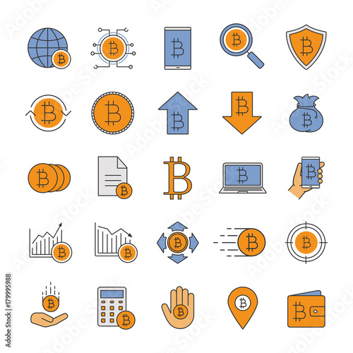 Bitcoin color icons set