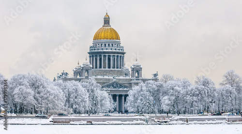 Saint Isaac's Cathedral in winter, Saint Petersburg, Russia photo