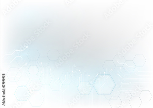 Abstract digital and high technology background that combines circuit board and haxagon together.
