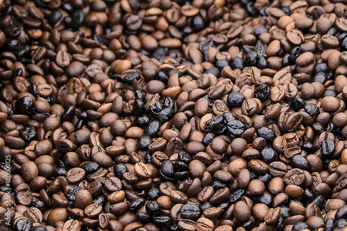 Texture of Mixed Roasted coffee beans