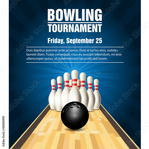 Skittles and bowling ball on bowling court