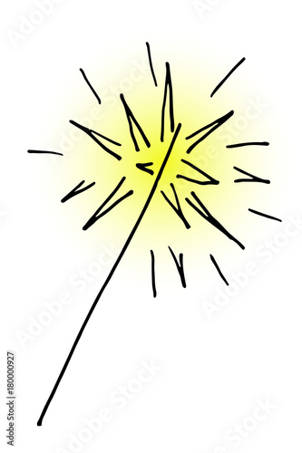 doodle hand drawn vector burning christmas sparkler