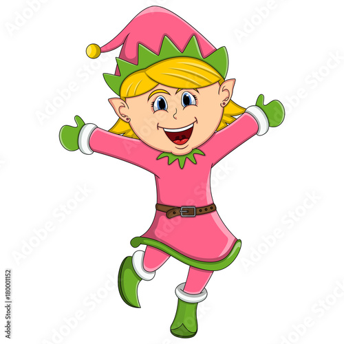 Cute christmas elf girl - cartoon