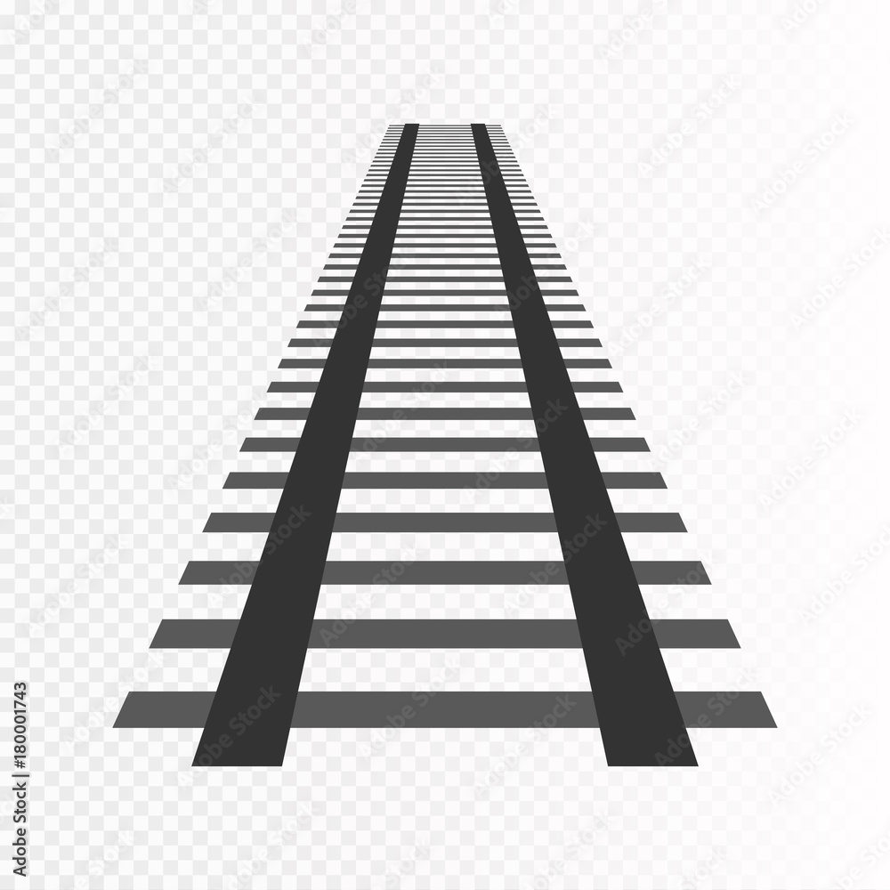 Fototapeta premium Vector rails. Railways on white background. Railroad