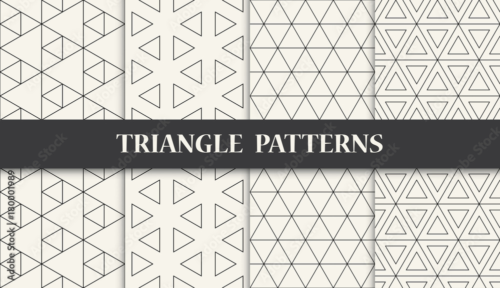 black and white geometric triangle pattern set