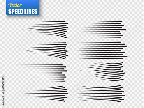 Speed lines isolated. Set of motion signs. Vector