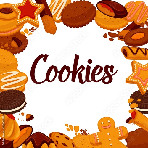 Sweet cookies with cream and chocolate promotional banner photo