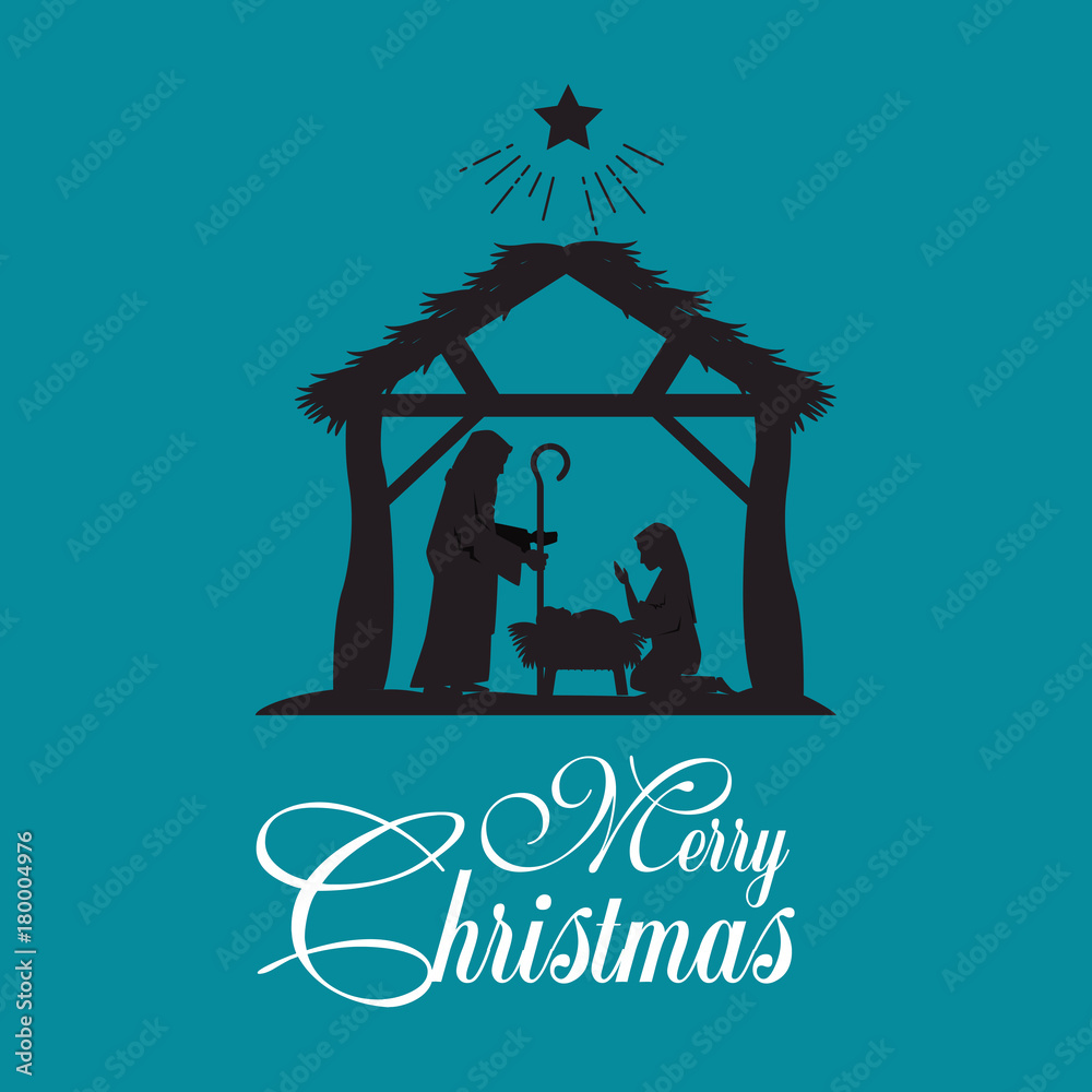 merry christmas nativity scene with holy family Stock Vector Adobe Stock